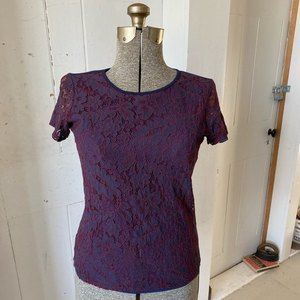 Truly Poppy Stitch Fix Lace Overlay Top Blouse